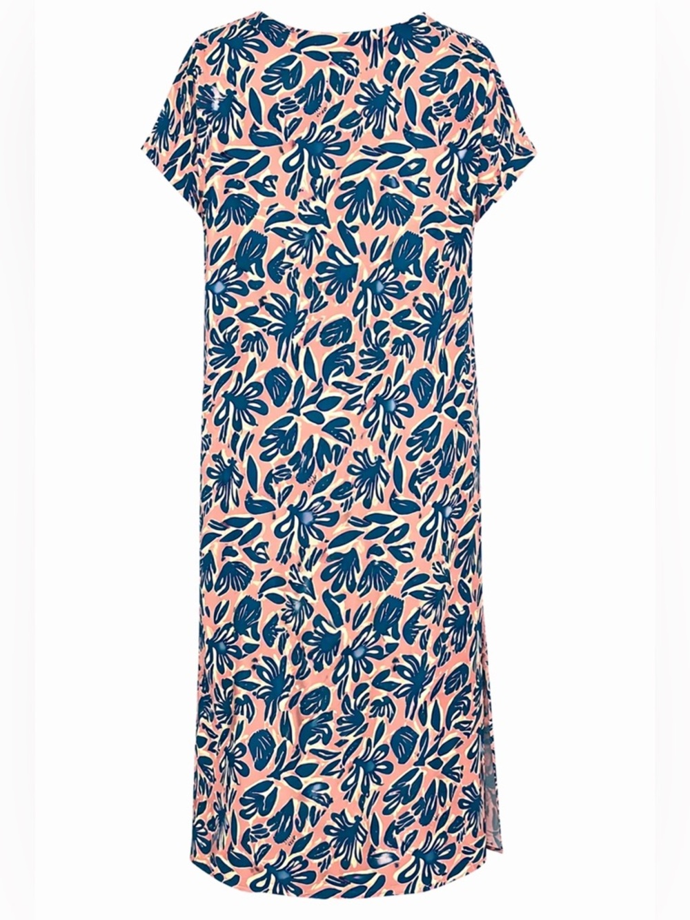 Michelle McDowell Tropical Midi Dress Size M Pink Blue Resort Chic Pocket Slits - Picture 3 of 11